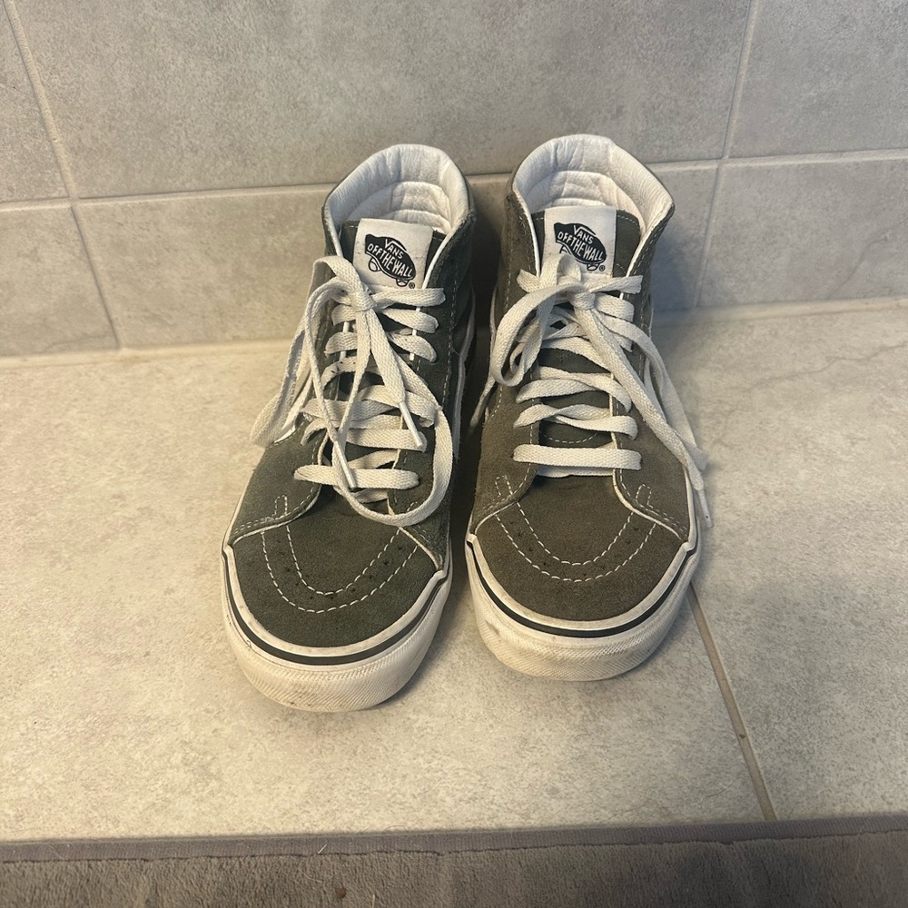 Vans High-Top Sneakers in Olive and White